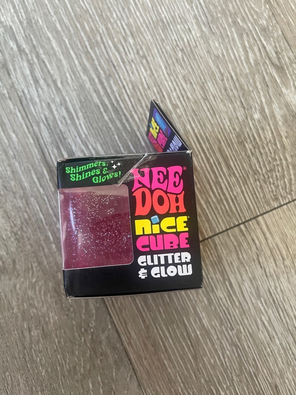 Needoh Nice Cube Glitter & Glow Pink Squish Toys square sensory fidget - Picture 5 of 5